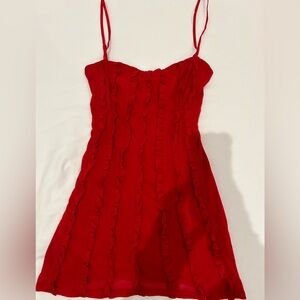 Red ruffled mini dress size S